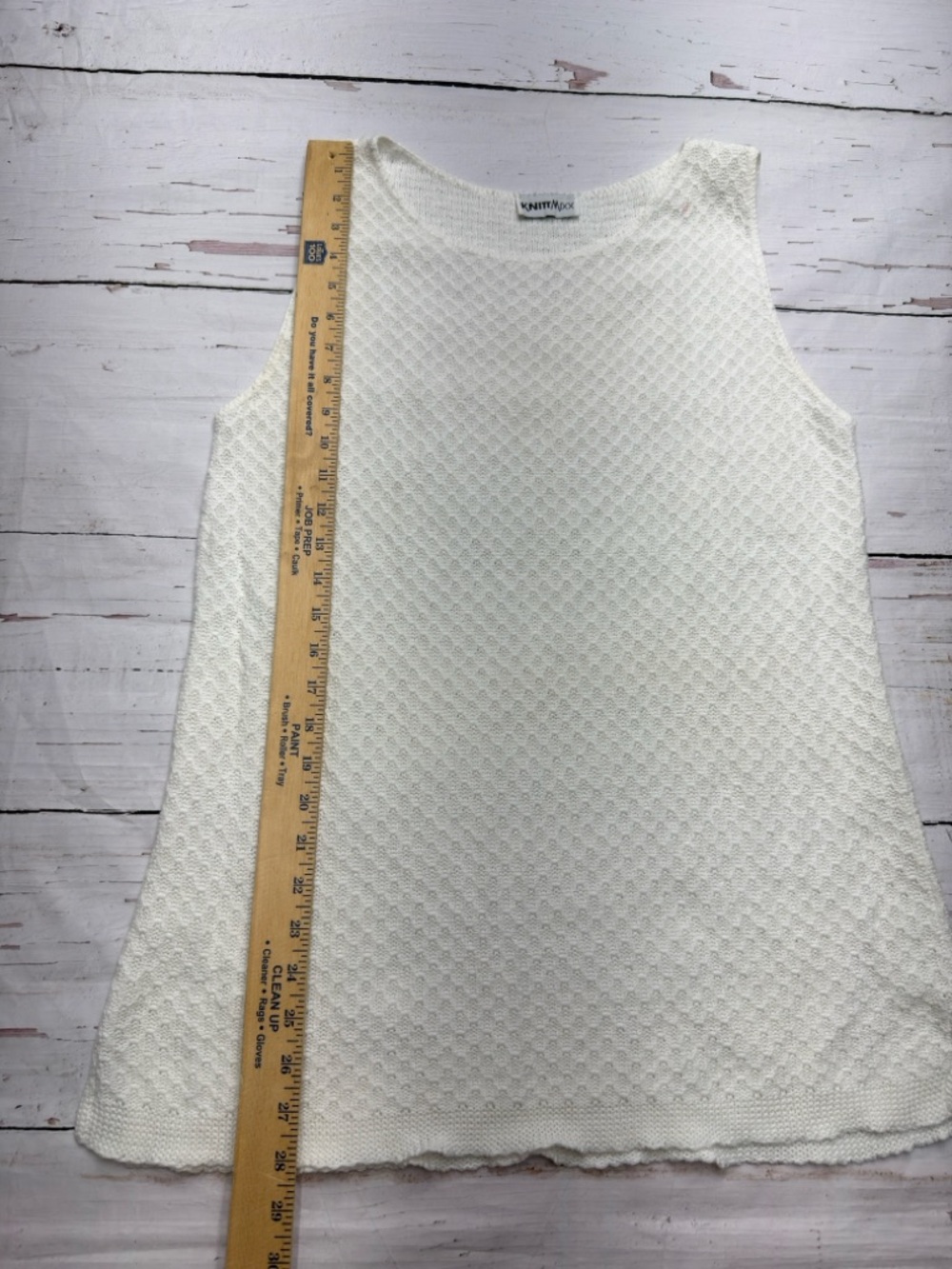 Knittmixx Pointelle Knit Sleeveless Tank‎ Top White Size L Coastal Boho Summer - Picture 6 of 7